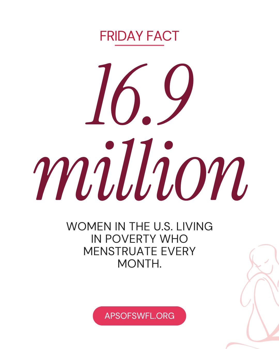 Friday Fact 16.9 million social graphic designed by Premier Media for Alliance for Period Supplies of Southwest Florida