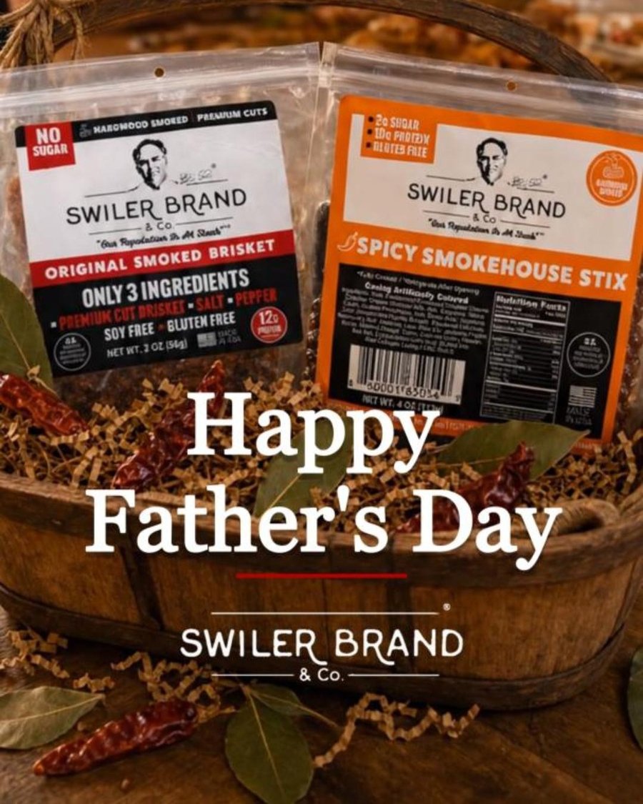 Father's Day product post designed by Premier Media for Swiler Brand smoked brisket and jerky