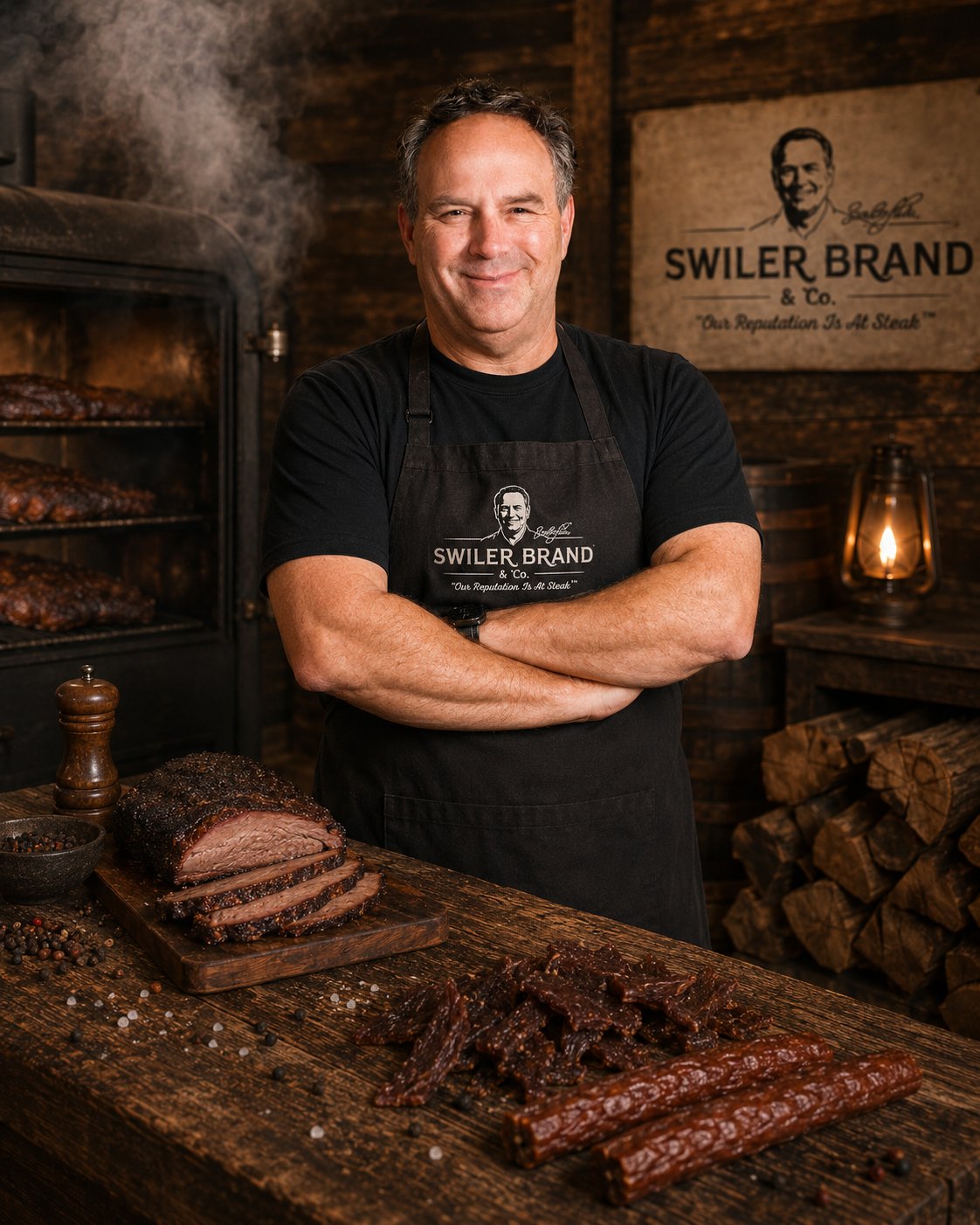 Studio portrait of Chef Blair for Swiler Brand smoked brisket and jerky
